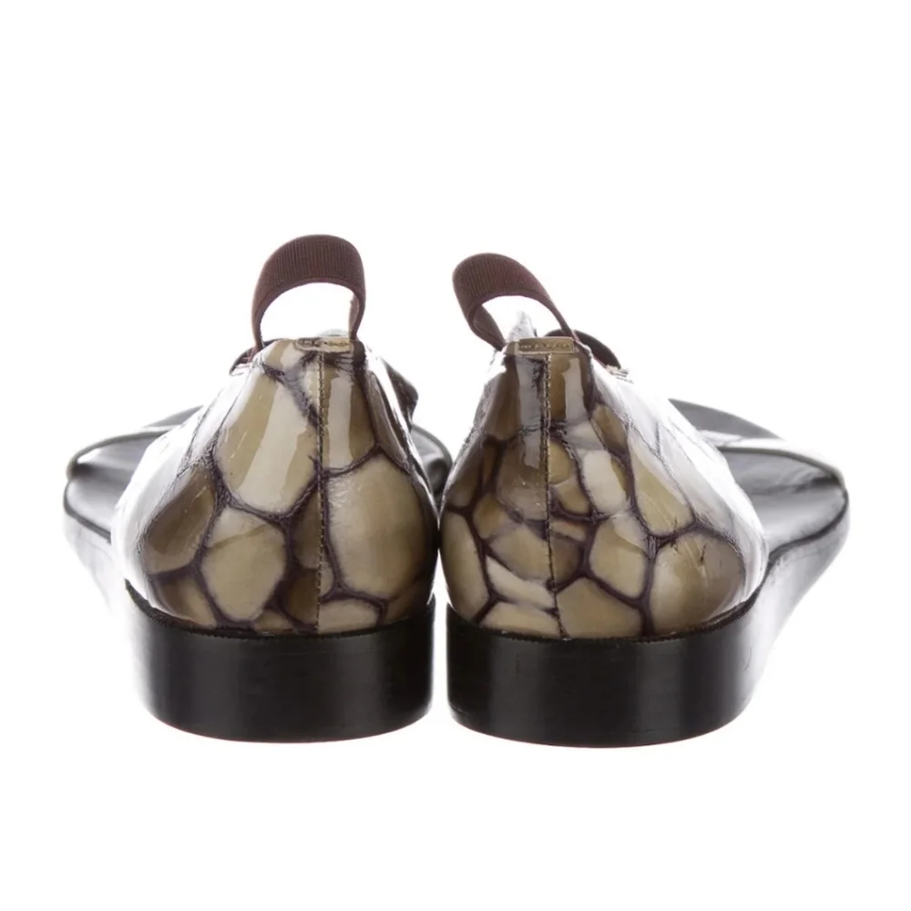 Donald J. Pliner Brown and Beige Snakeskin-Print Leather Thong Sandals